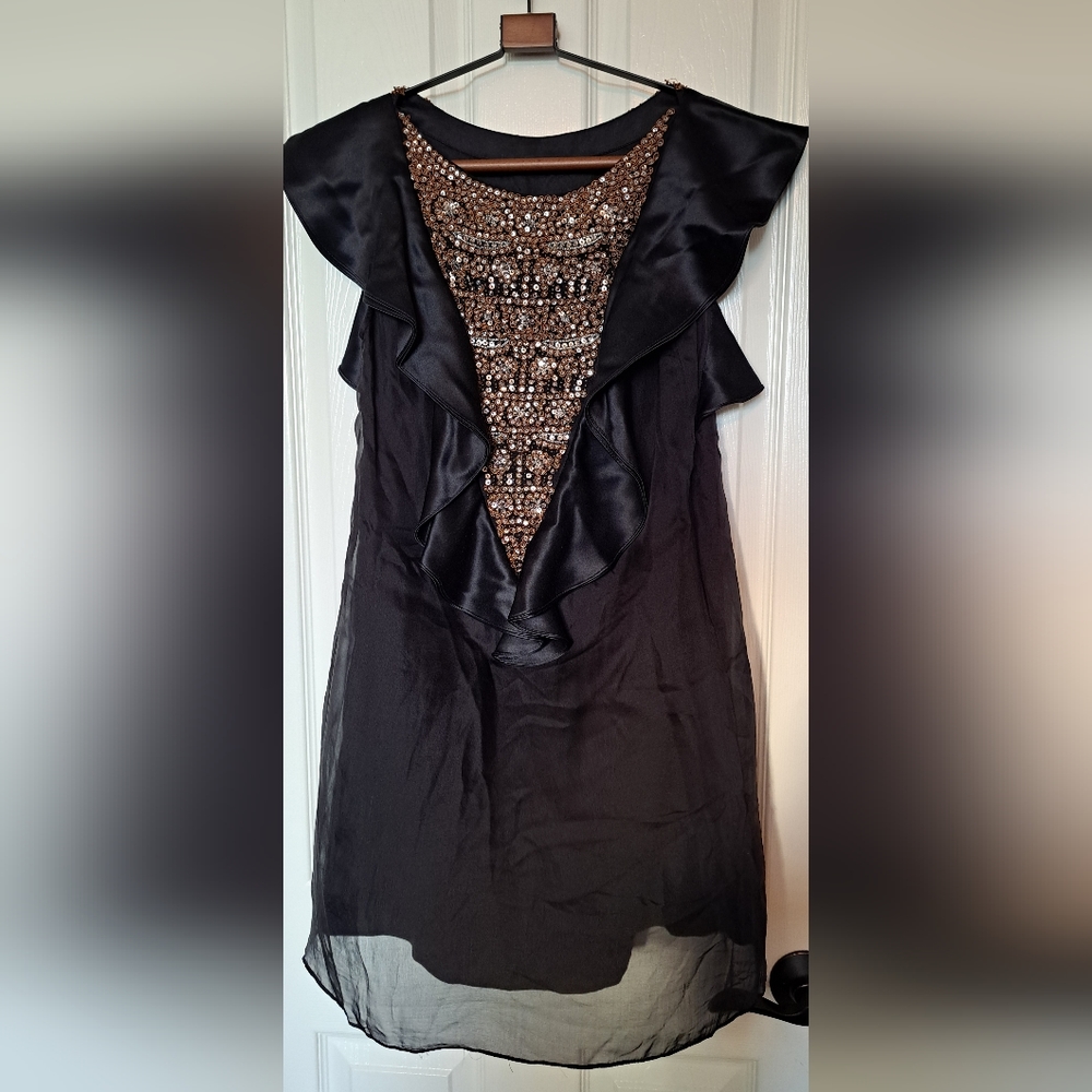 Alice & Olivia Beaded Flounce Mini Dress